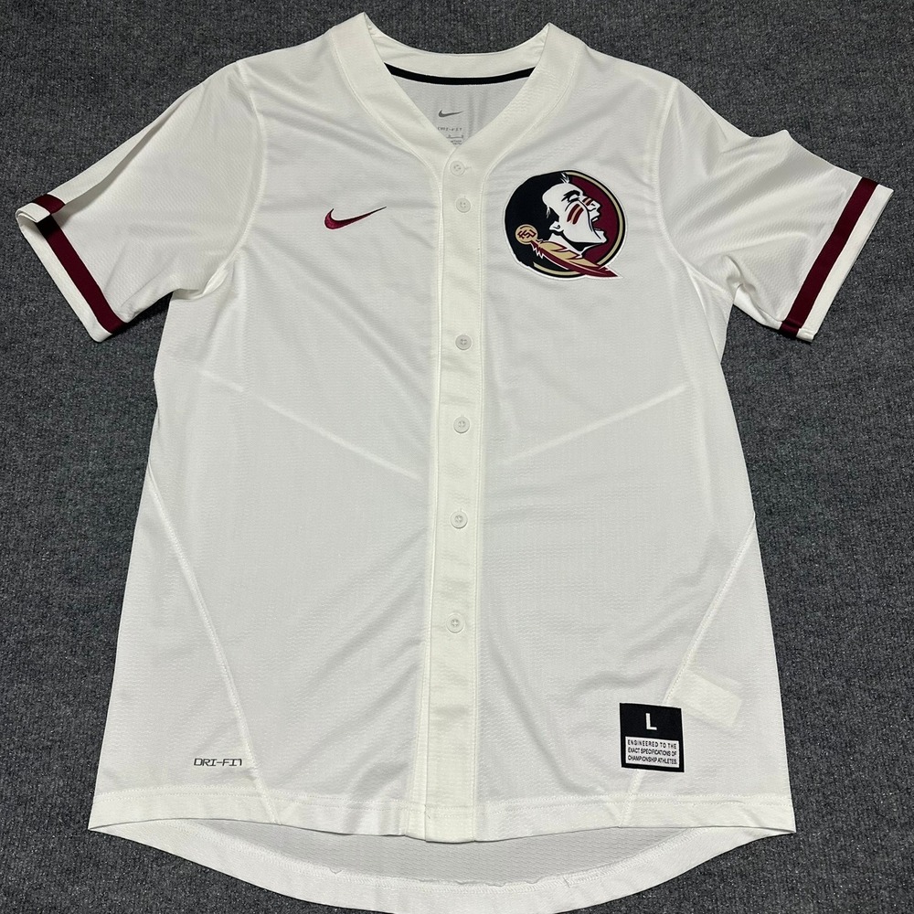 Nike Florida State Seminoles FSU Baseball Jersey White Mens Large
